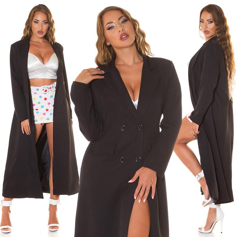 Abrigo largo estilo blazer negro