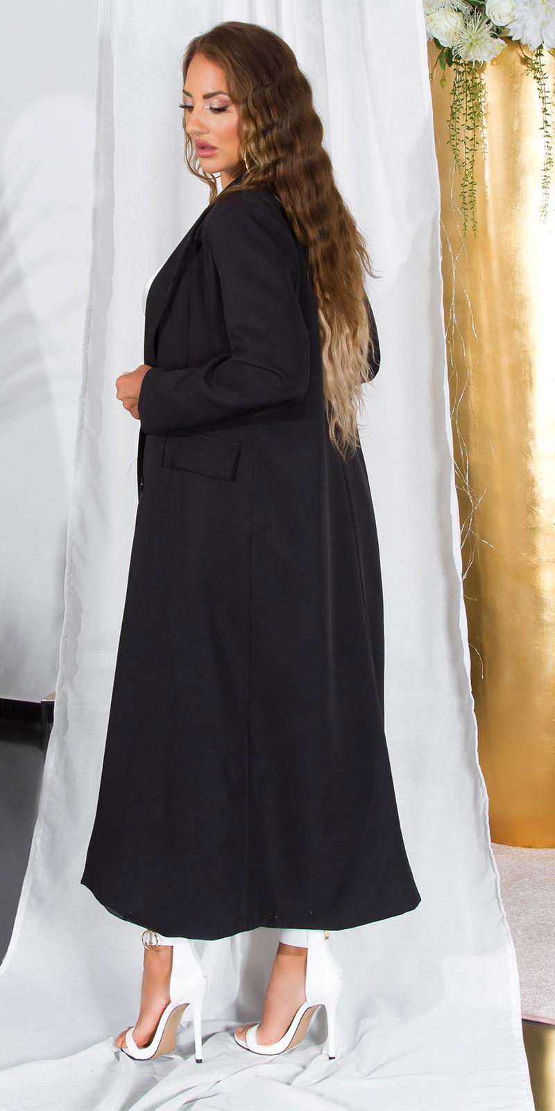 Abrigo largo estilo blazer negro