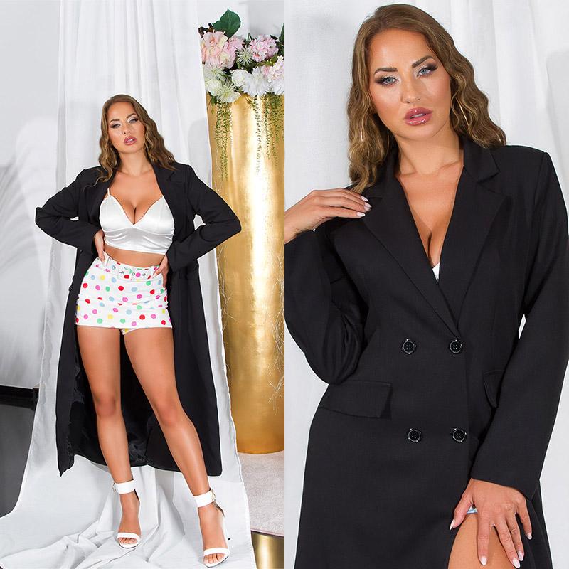 Abrigo largo estilo blazer negro