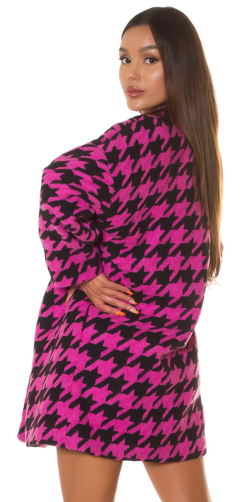Abrigo pata de gallo oversize rosa