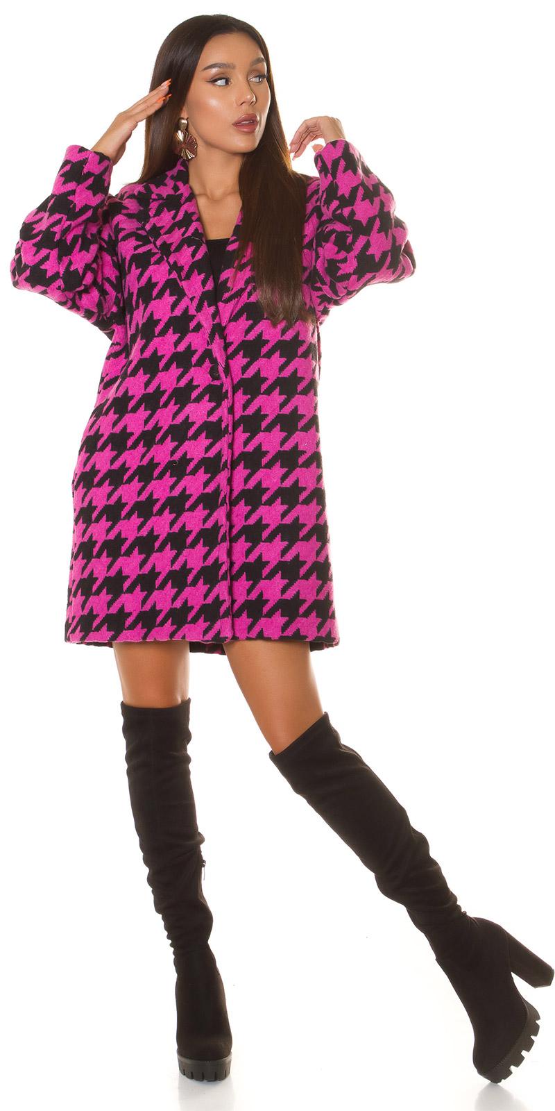 Abrigo pata de gallo oversize rosa