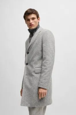 Abrigo slim fit de espiga con interior extraíble con cremallera