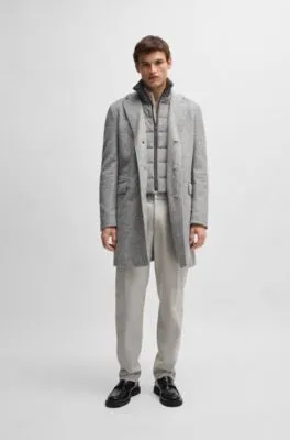 Abrigo slim fit de espiga con interior extraíble con cremallera