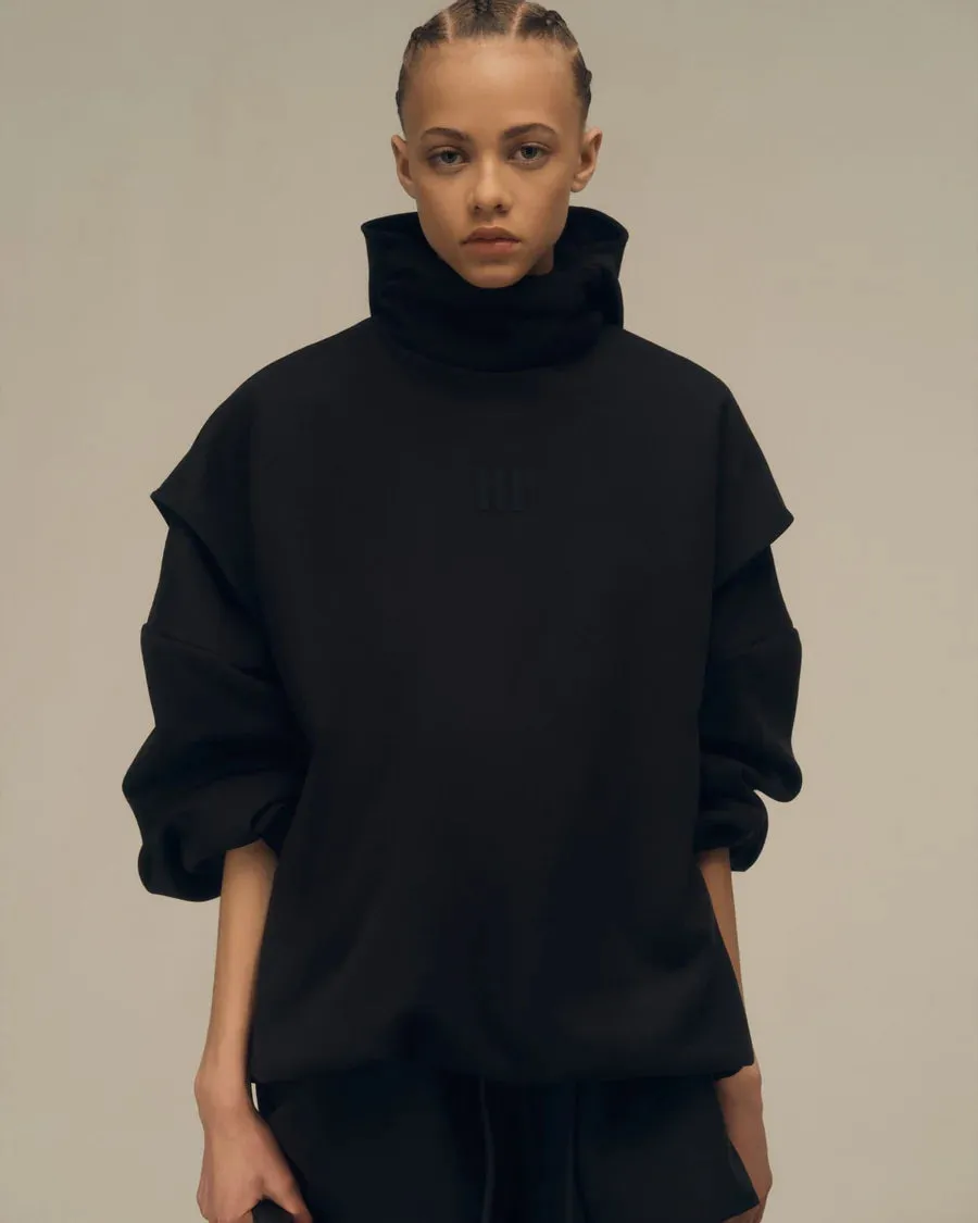 Adidas X Fear Of God Athletics Womens Suede Fleece Muscle Mock Neck Black