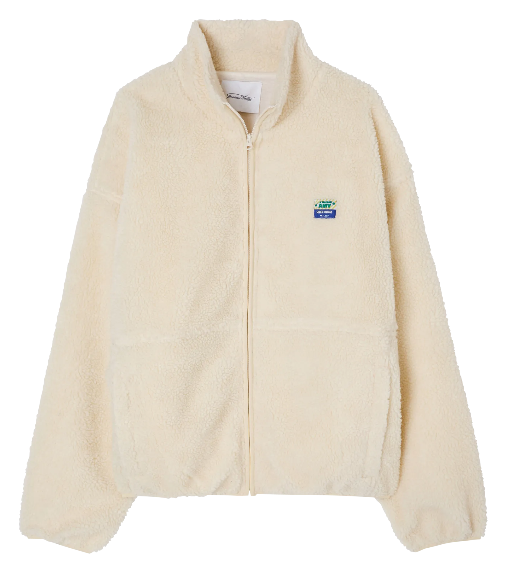 AMERICAN VINTAGE HOKTOWN  CHAQUETA DE BORREGUITO CON CUELLO ALTO EN BEIGE