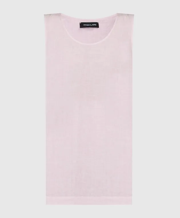 ANNECLAIRE Pink linen top