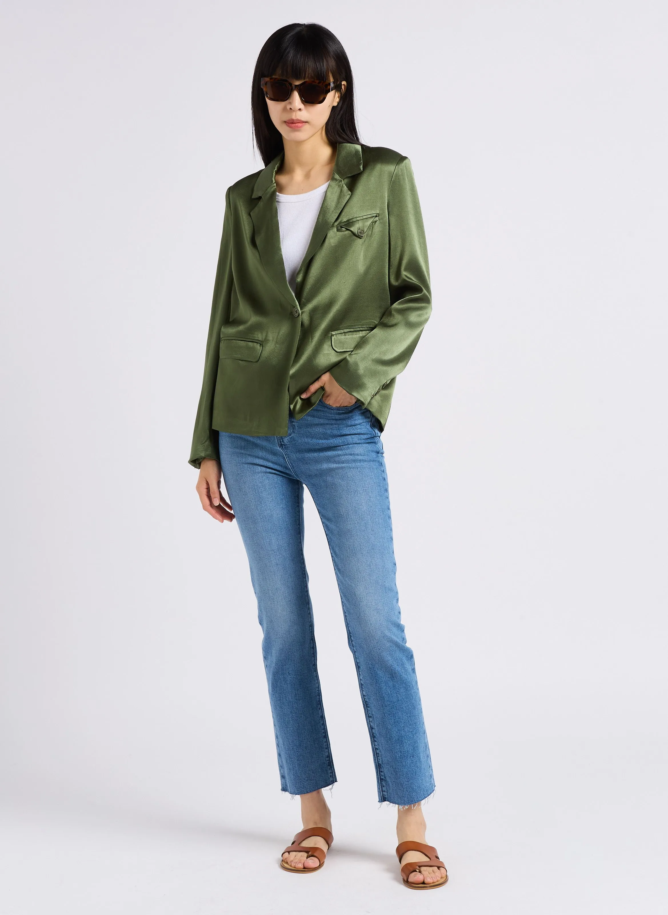 BERENICE VIRGINIE  CHAQUETA DE SASTRE SATINADA EN CAQUI