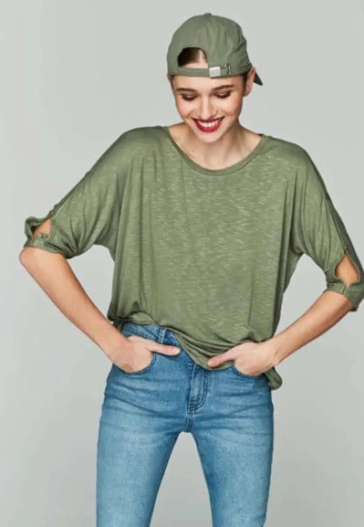 Blusa manga larga unicolor