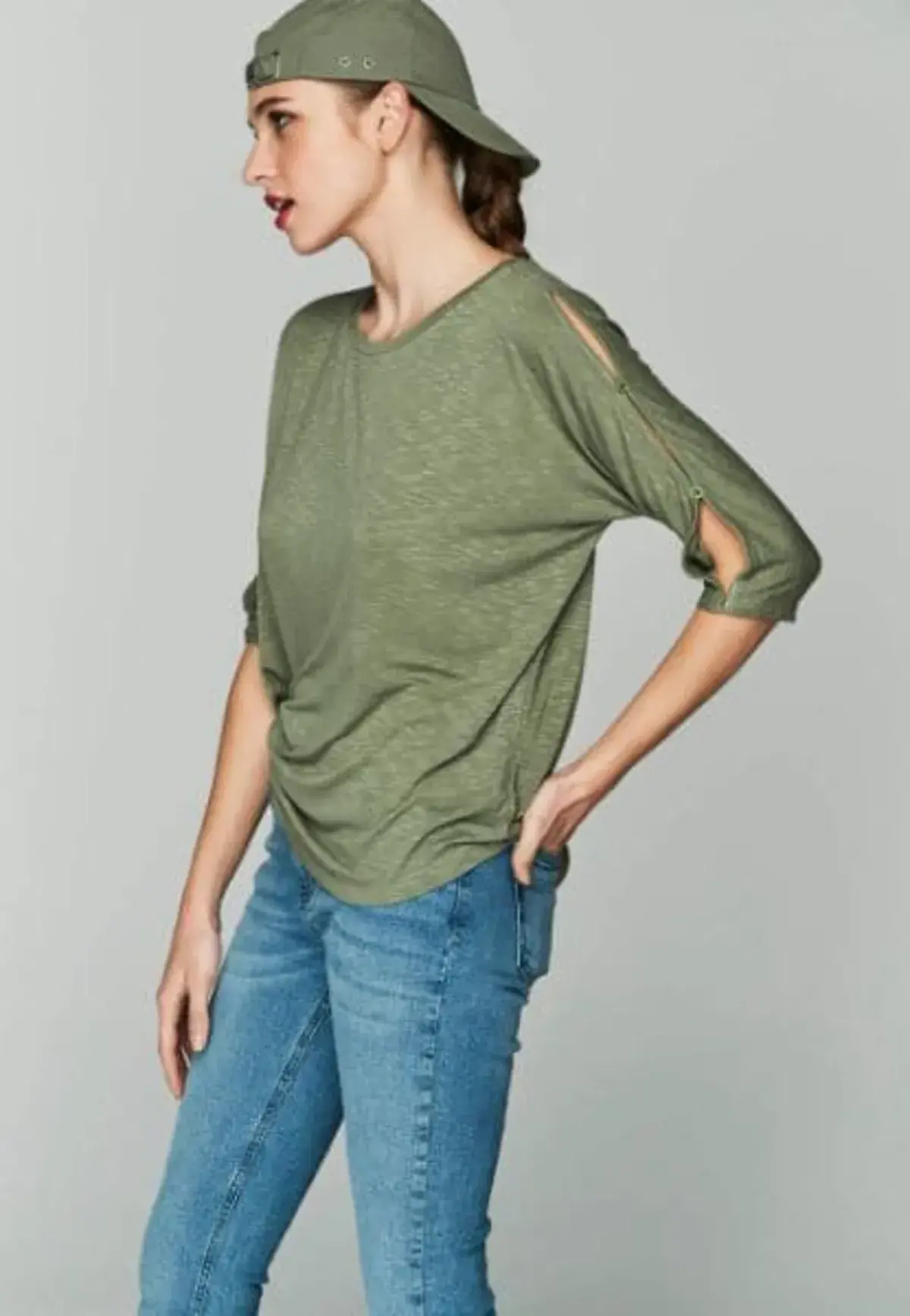Blusa manga larga unicolor