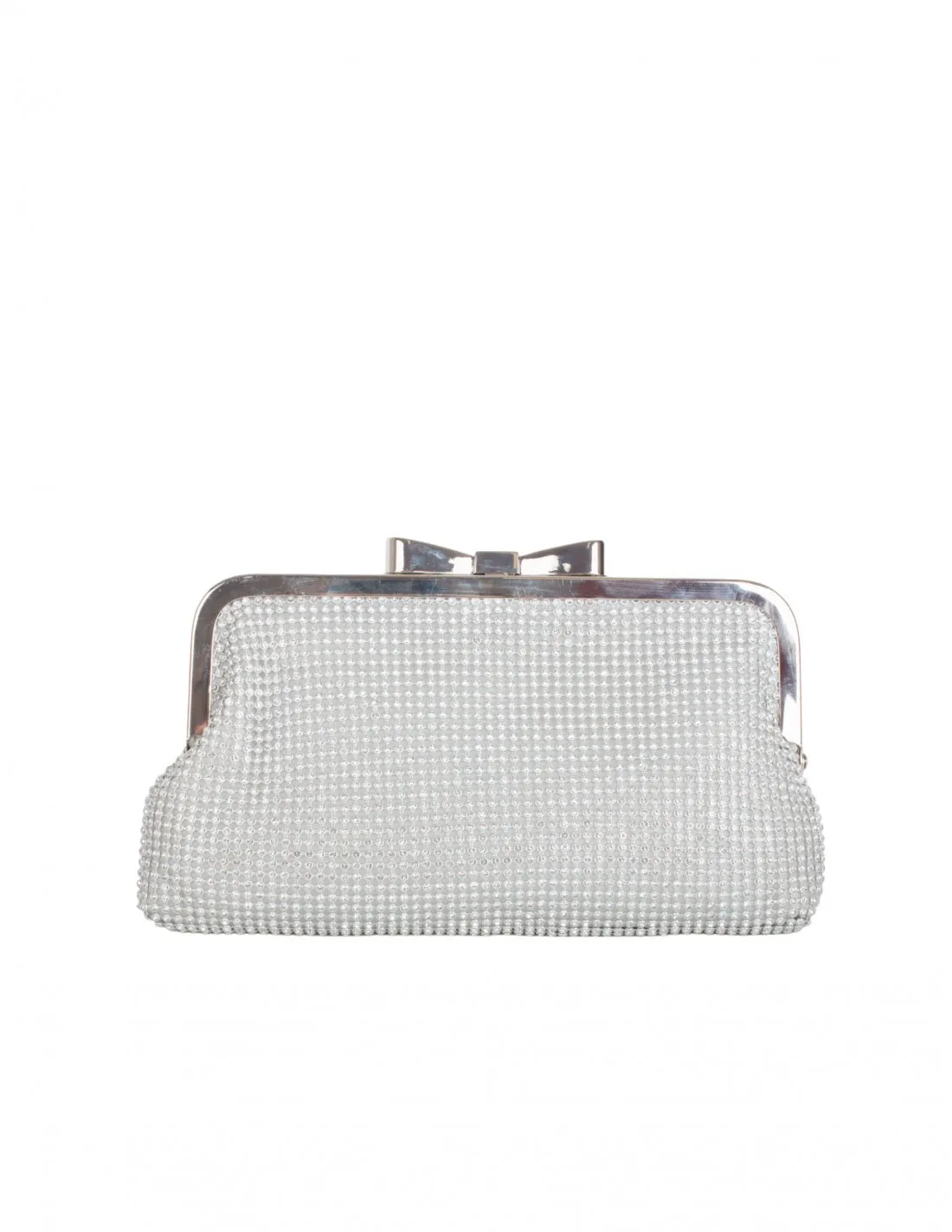 Bolso Fiesta Lazo Brillos Plateado