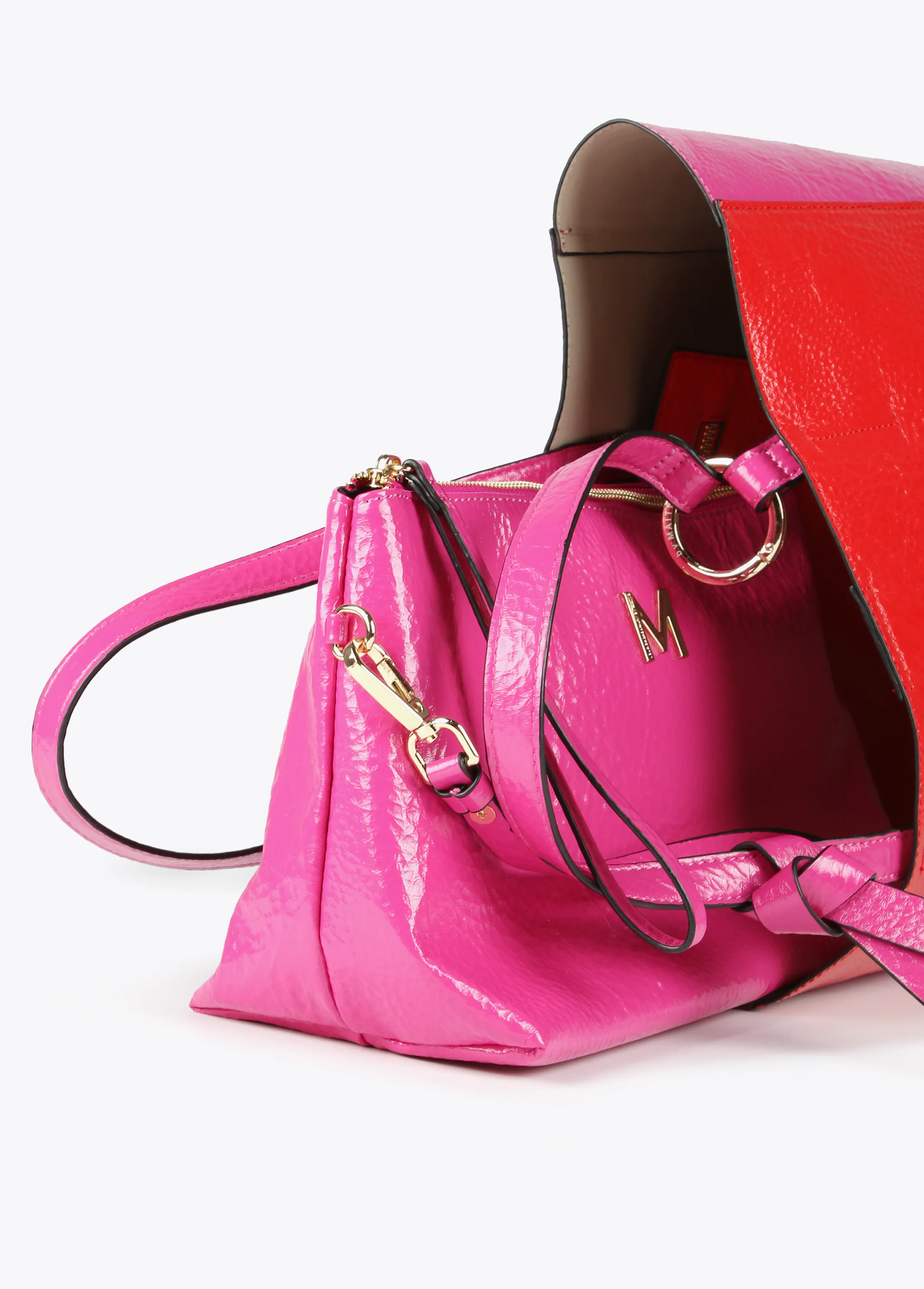 Bolso shopper bicolor Lola Casademunt rojo y fucsia