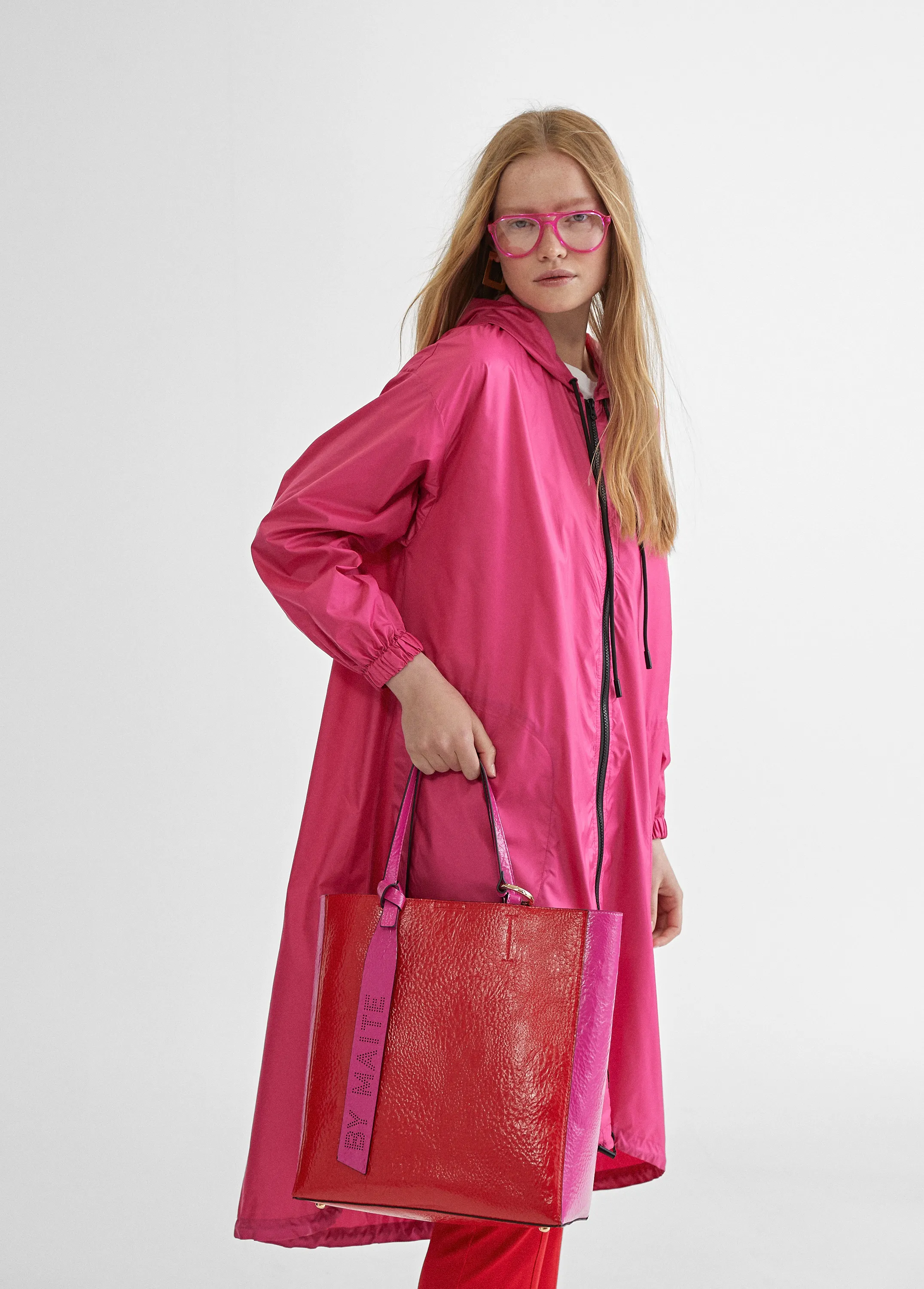 Bolso shopper bicolor Lola Casademunt rojo y fucsia