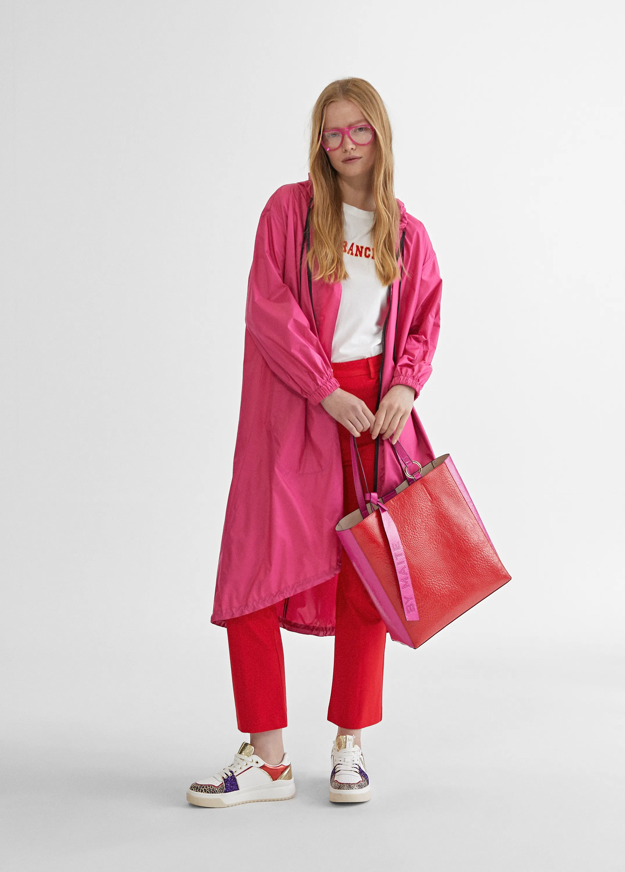 Bolso shopper bicolor Lola Casademunt rojo y fucsia