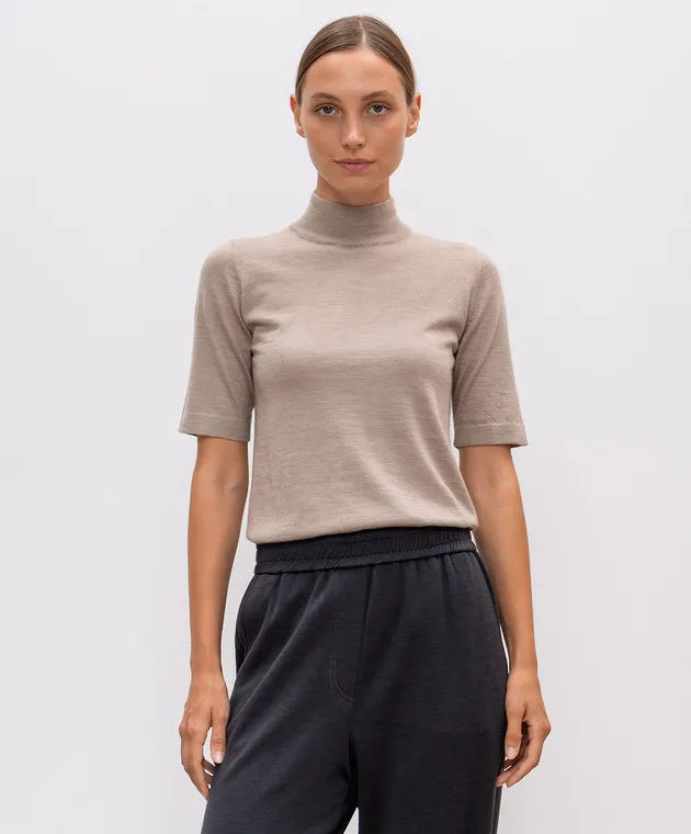Brunello Cucinelli Brown cashmere and silk top