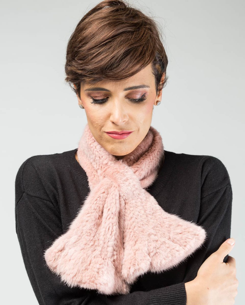 Bufanda De la Roca de pelo de visón tricotado en color rosa