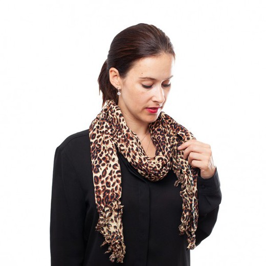 Bufanda Fina Leopardo Marrón
