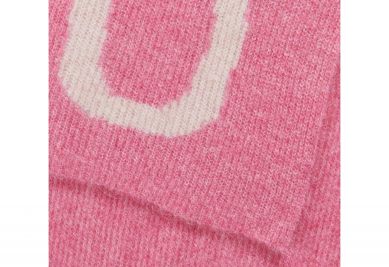 Bufanda Rosa Letras Beige