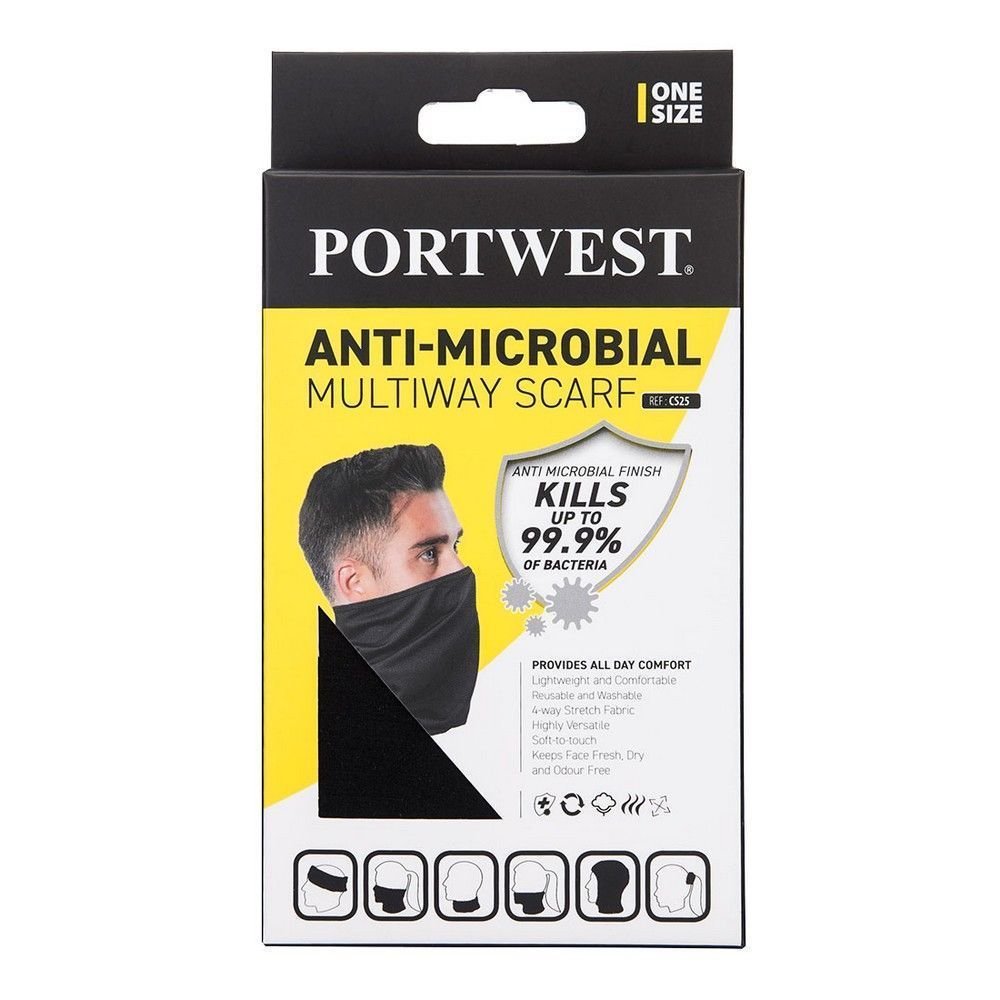 Bufanda tubular antimicrobiana Negra 