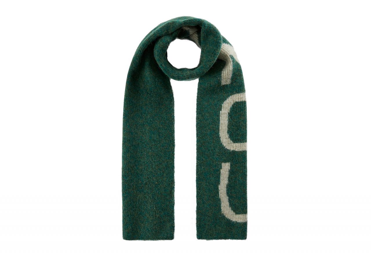 Bufanda Verde Letras Beige