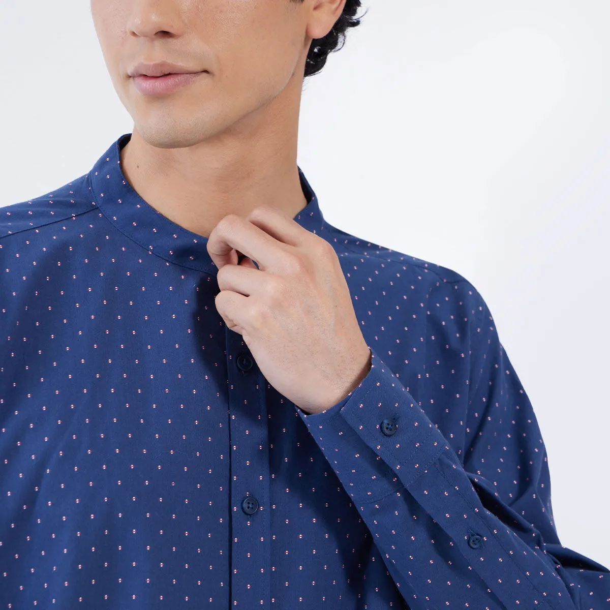 Camisa Manga Larga Con Cuello Mao