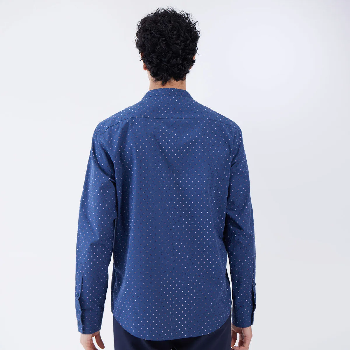 Camisa Manga Larga Con Cuello Mao