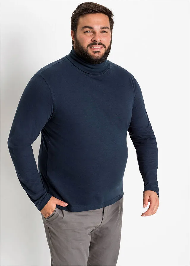 Camiseta de manga larga con cuello alto Azul marino