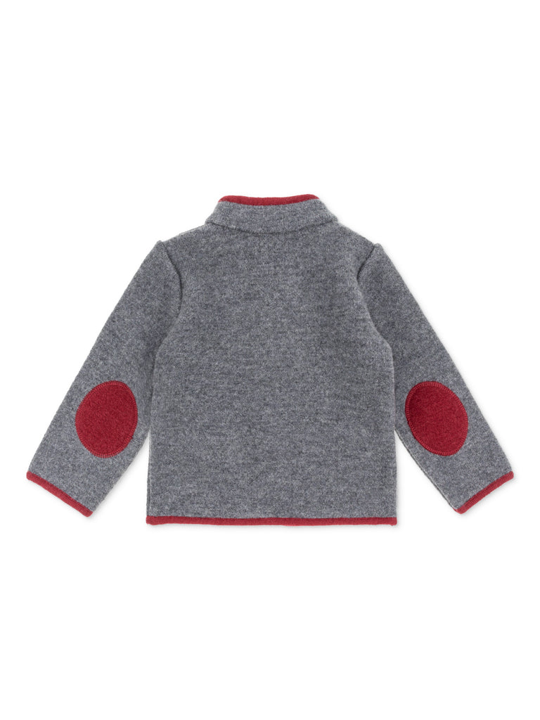 Chaqueta austriaca gris ribete burdeos