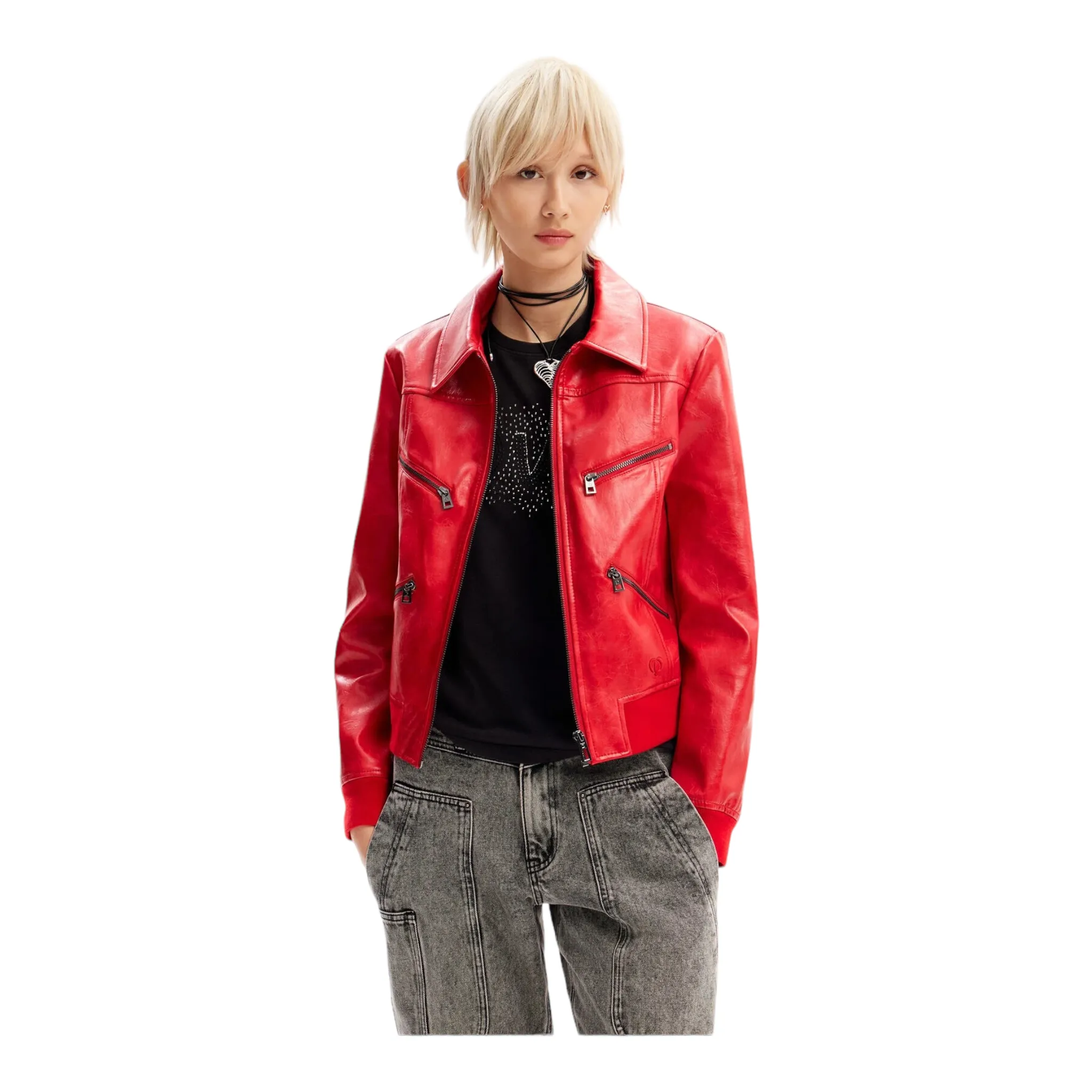 Chaqueta biker retro Roja DESIGUAL