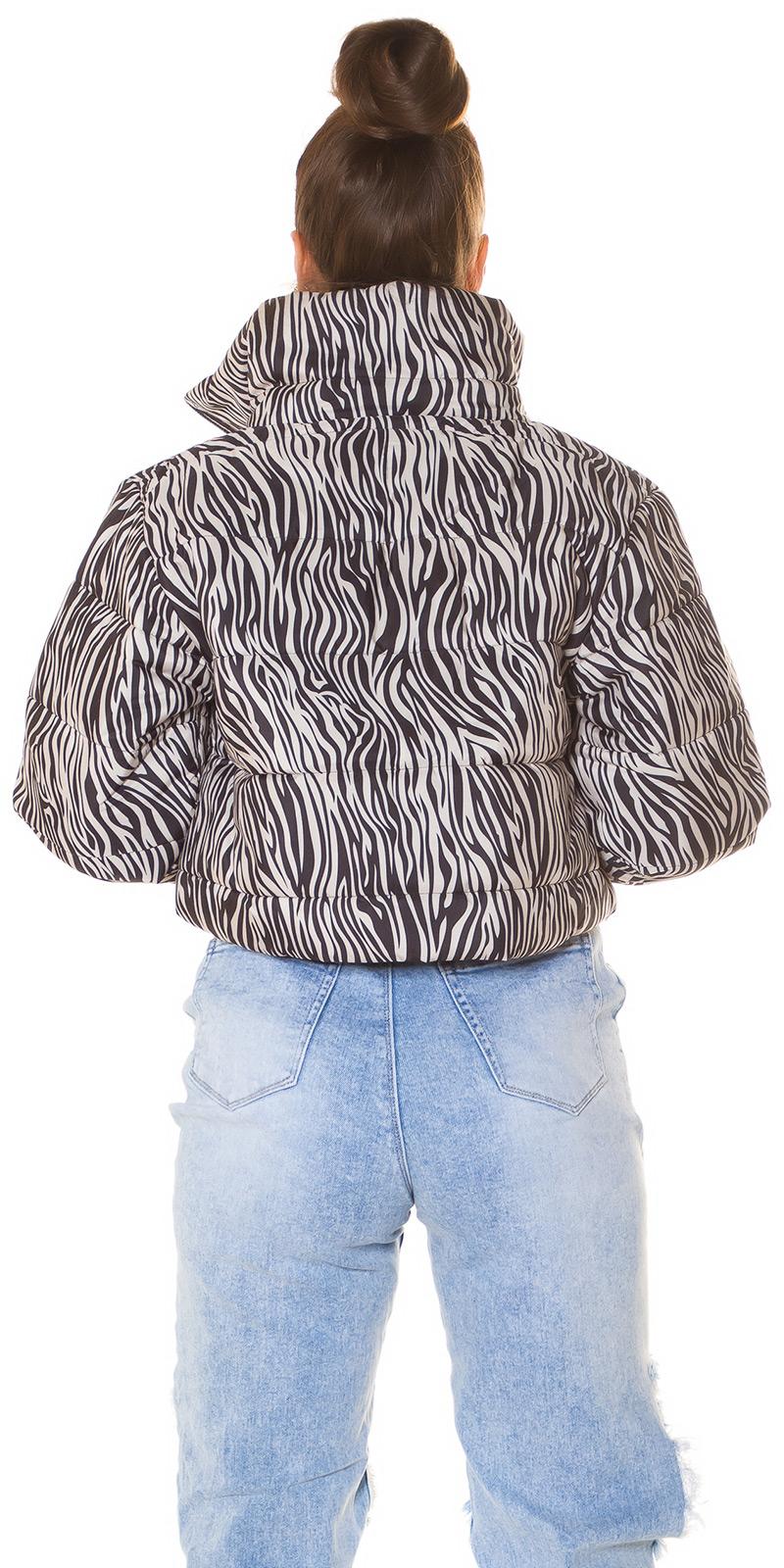 Chaqueta corta acolchada estampado zebra