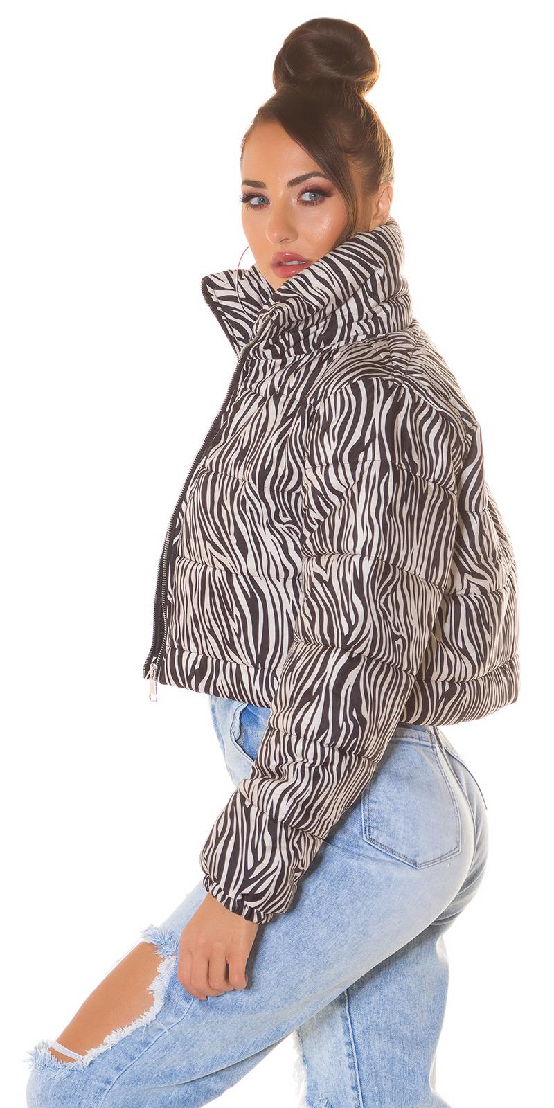 Chaqueta corta acolchada estampado zebra