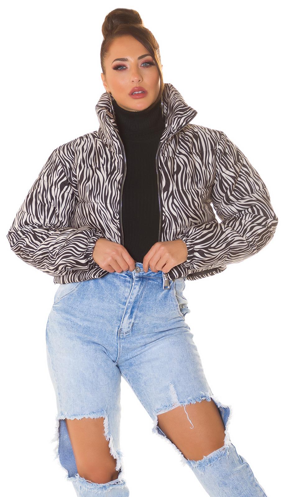 Chaqueta corta acolchada estampado zebra