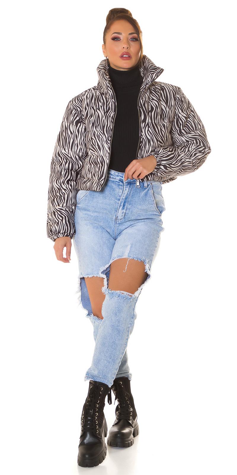 Chaqueta corta acolchada estampado zebra