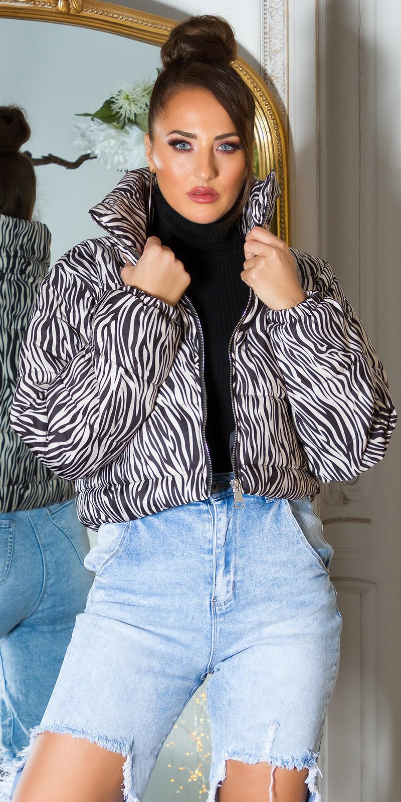 Chaqueta corta acolchada estampado zebra