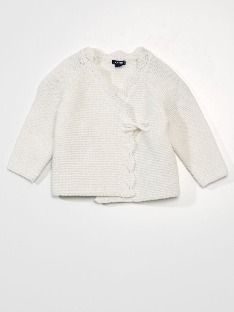 CHAQUETA CRUZADA DE PUNTO BOBO  BLANCO