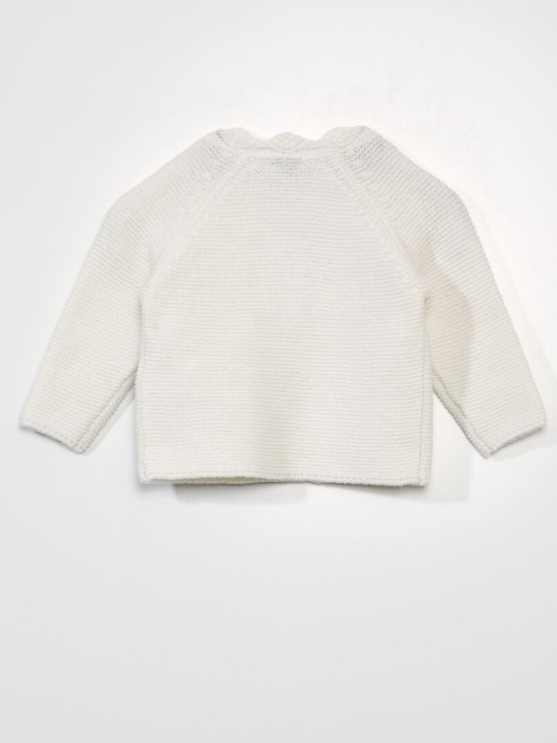 CHAQUETA CRUZADA DE PUNTO BOBO  BLANCO