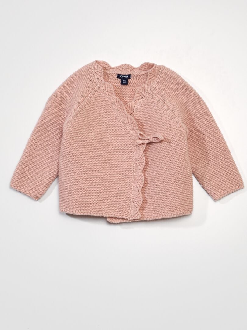 CHAQUETA CRUZADA DE PUNTO BOBO  ROSA
