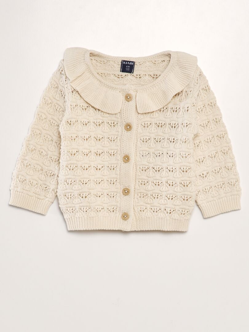 CHAQUETA DE PUNTO CALADO  BEIGE
