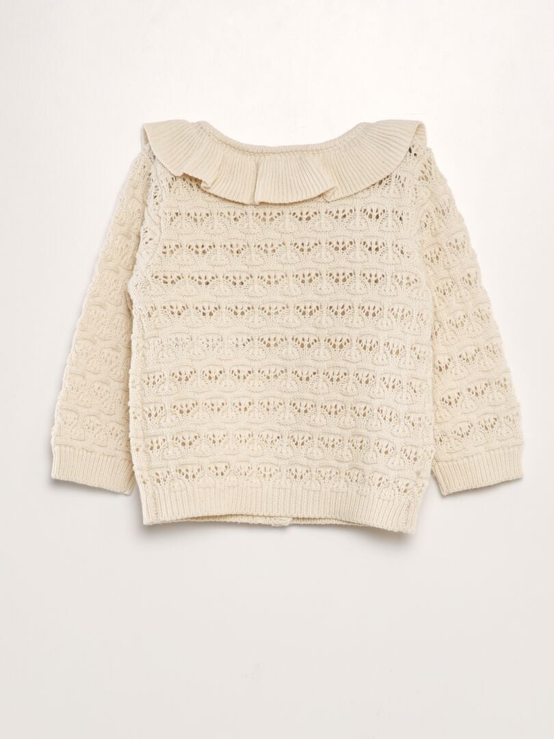 CHAQUETA DE PUNTO CALADO  BEIGE