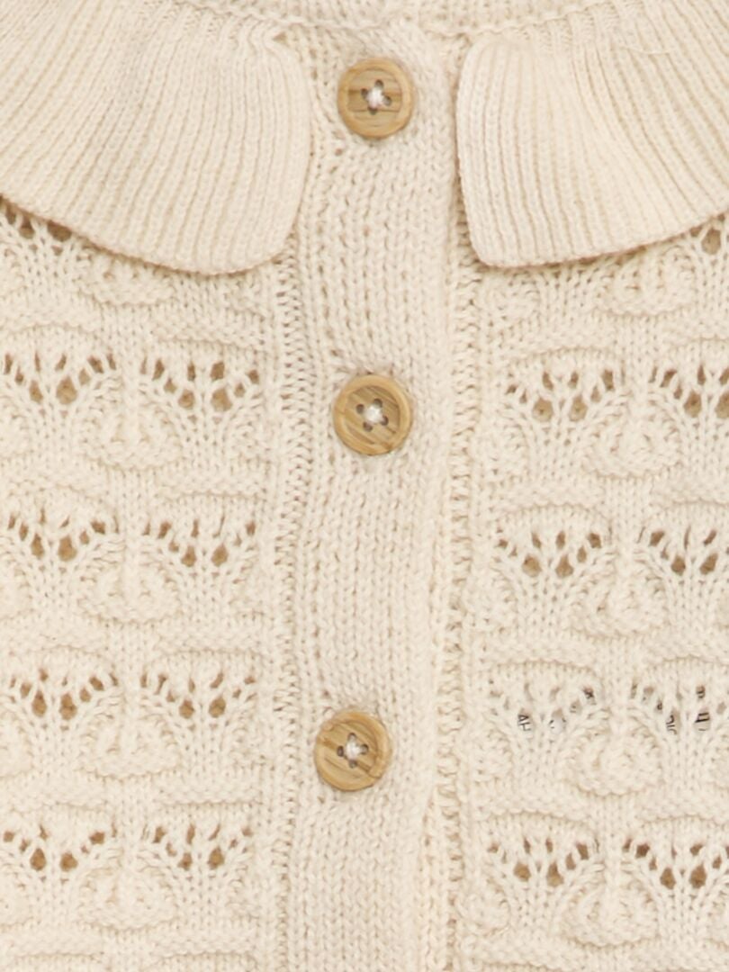 CHAQUETA DE PUNTO CALADO  BEIGE