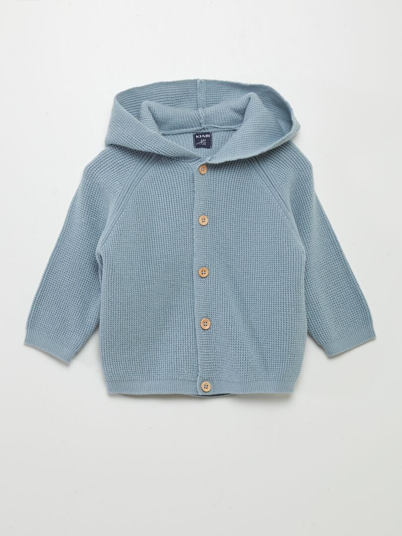 CHAQUETA DE PUNTO CON CAPUCHA  AZUL