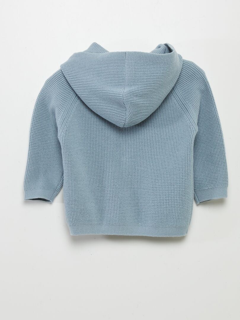 CHAQUETA DE PUNTO CON CAPUCHA  AZUL