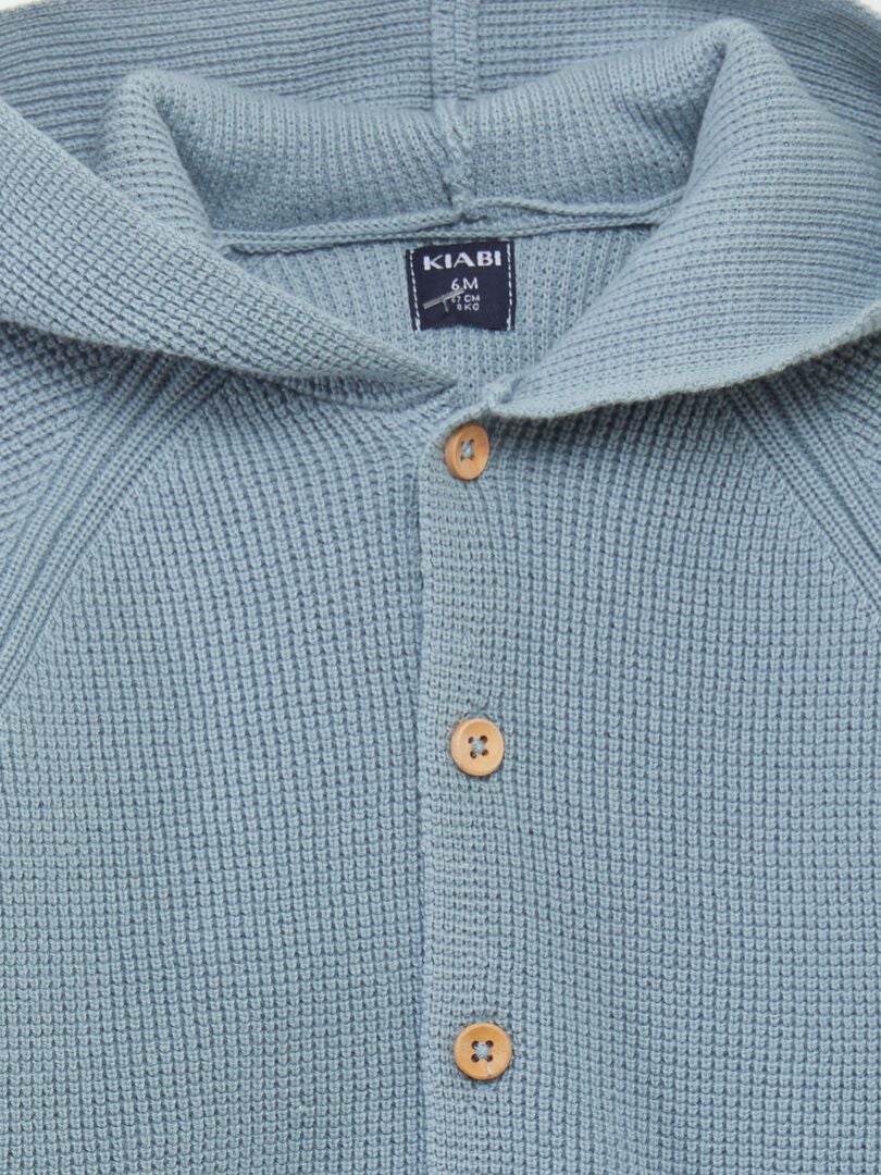 CHAQUETA DE PUNTO CON CAPUCHA  AZUL