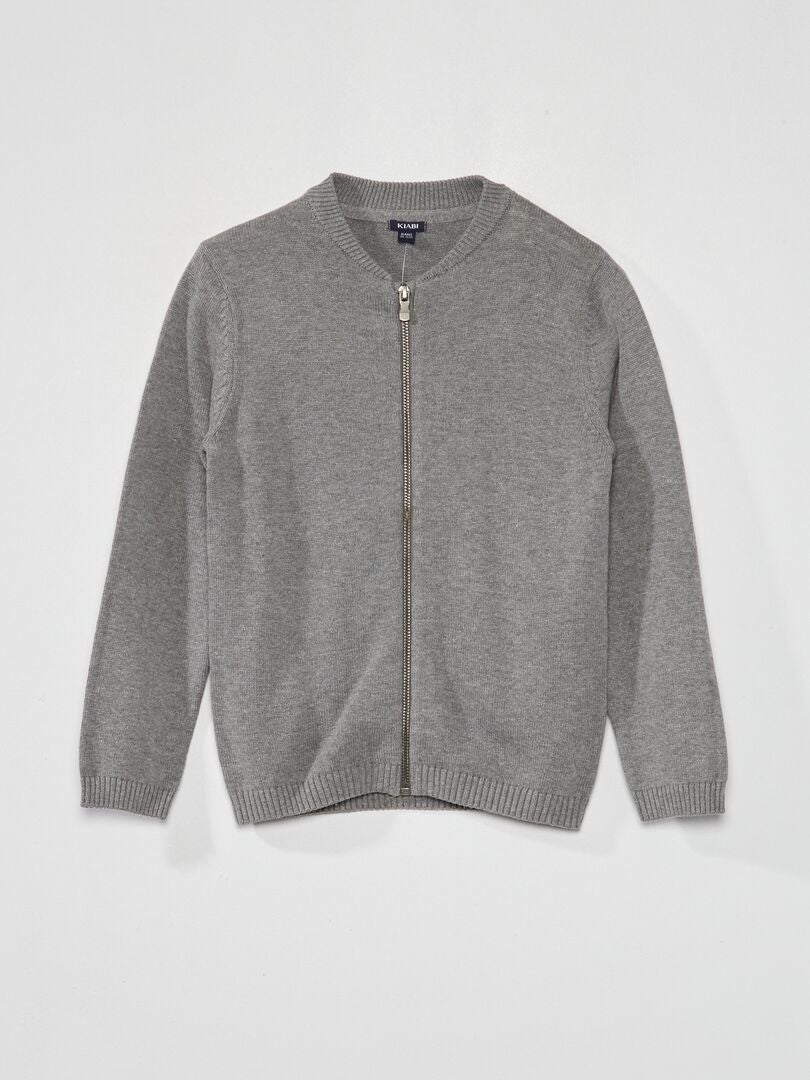 CHAQUETA DE PUNTO CON CREMALLERA  GRIS