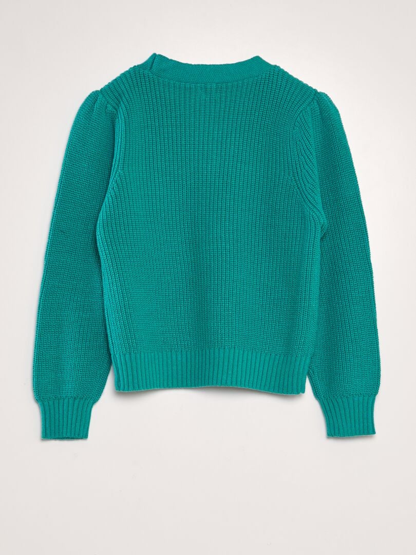 CHAQUETA DE PUNTO CON CUELLO DE PICO  VERDE