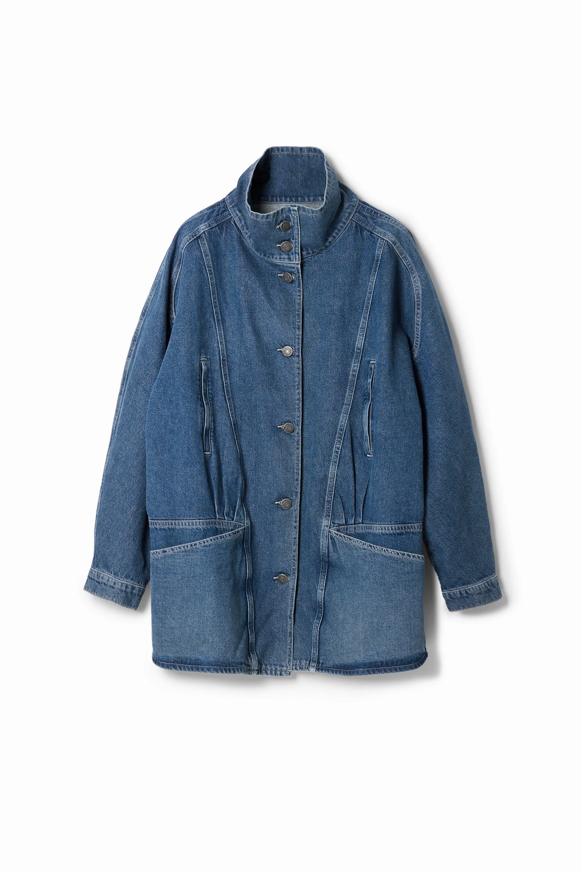 Chaqueta denim efecto rayado y cuello en V