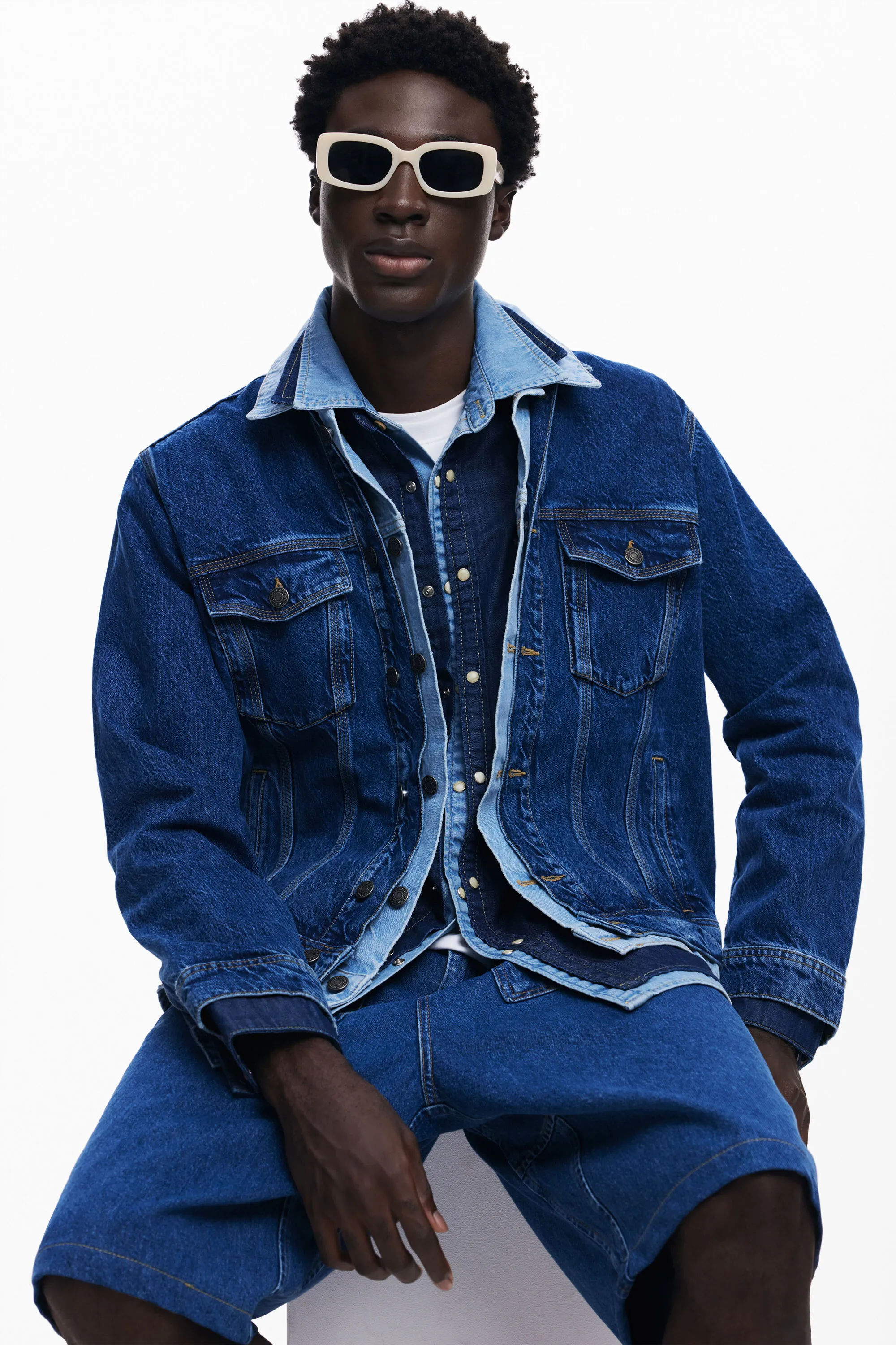 Chaqueta denim patchwork