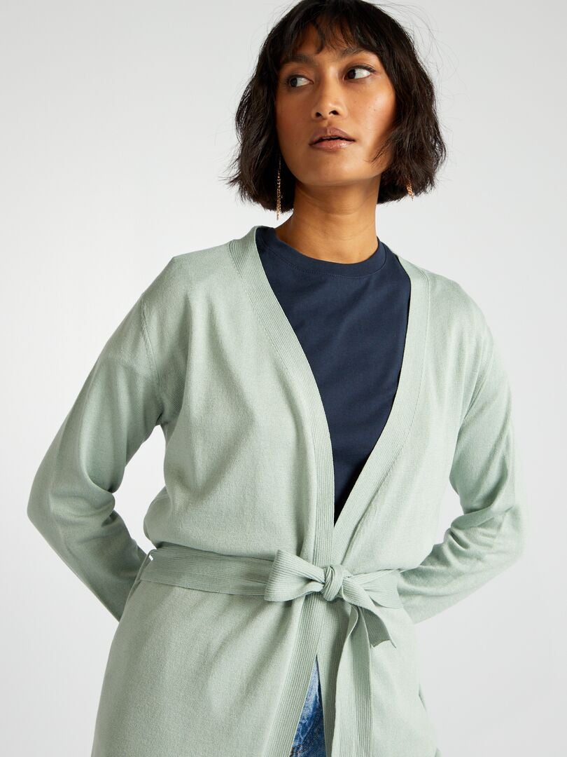 CHAQUETA EXTRALARGA CON CINTURóN  VERDE