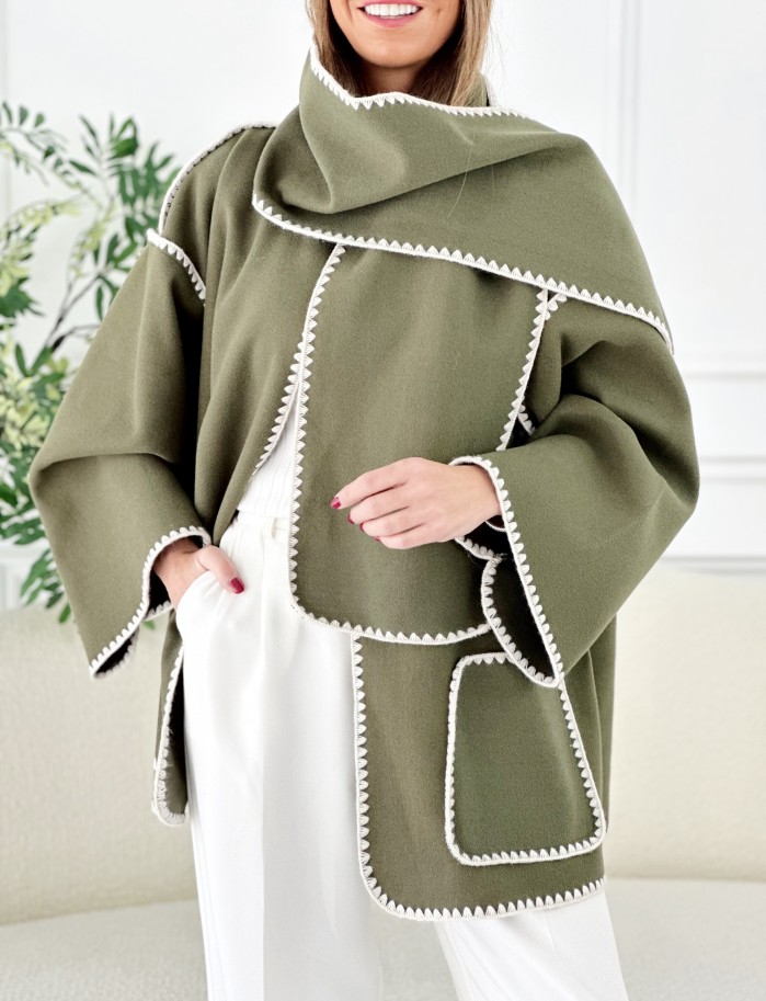 Chaqueta Ribetes Paño Kaki