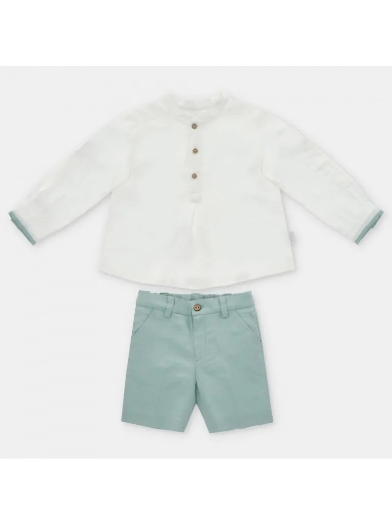 Conjunto Martín Aranda para niño con camisa y pantalón corto en verde