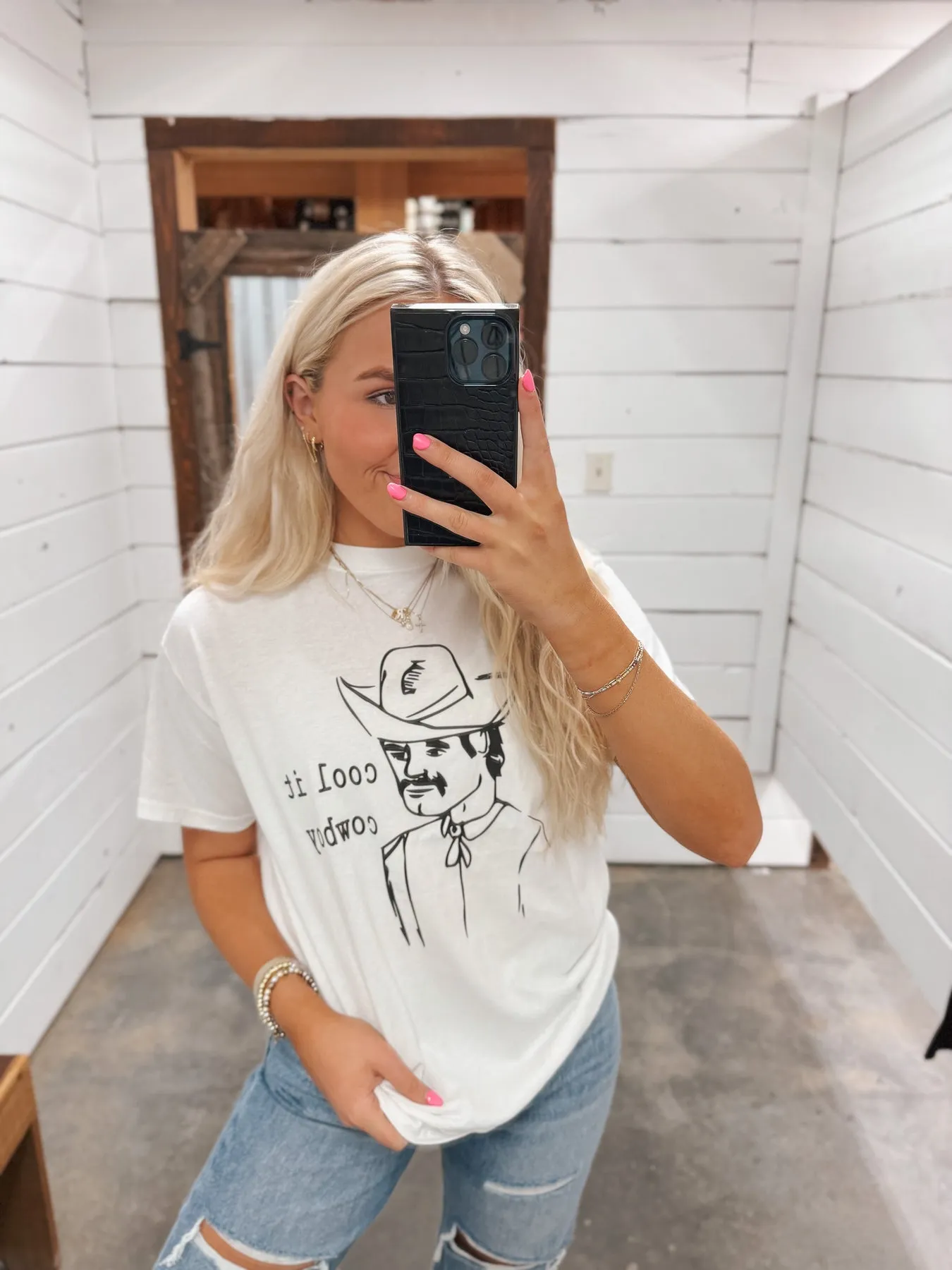 COOL IT COWBOY WHITE TEE